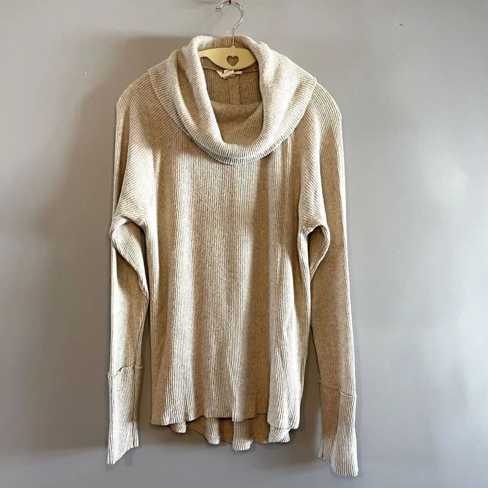 Caslon Tan Cowl Neck Long Sleeve Top | SZ M